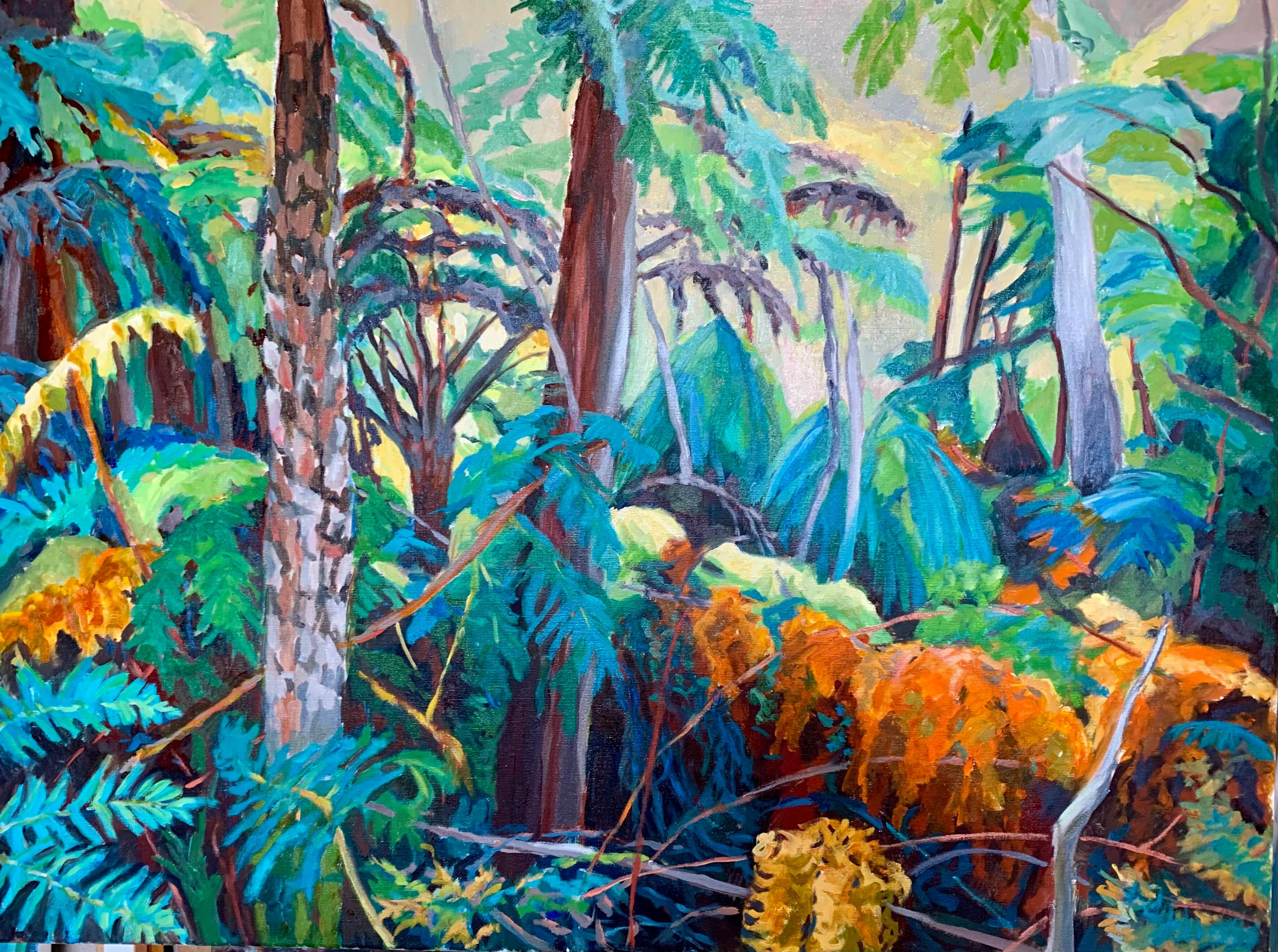 Barbara Bateman. %22Ferns Revisited%22. Oil on Linen. 78 x.jp102. Price $850eg